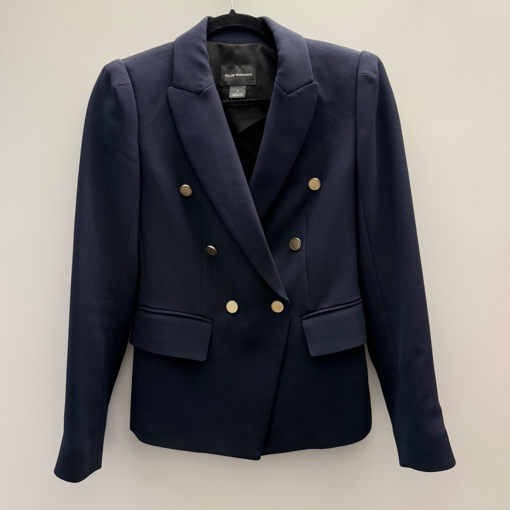 Club Monaco Double Breasted Blazer Navy 0
